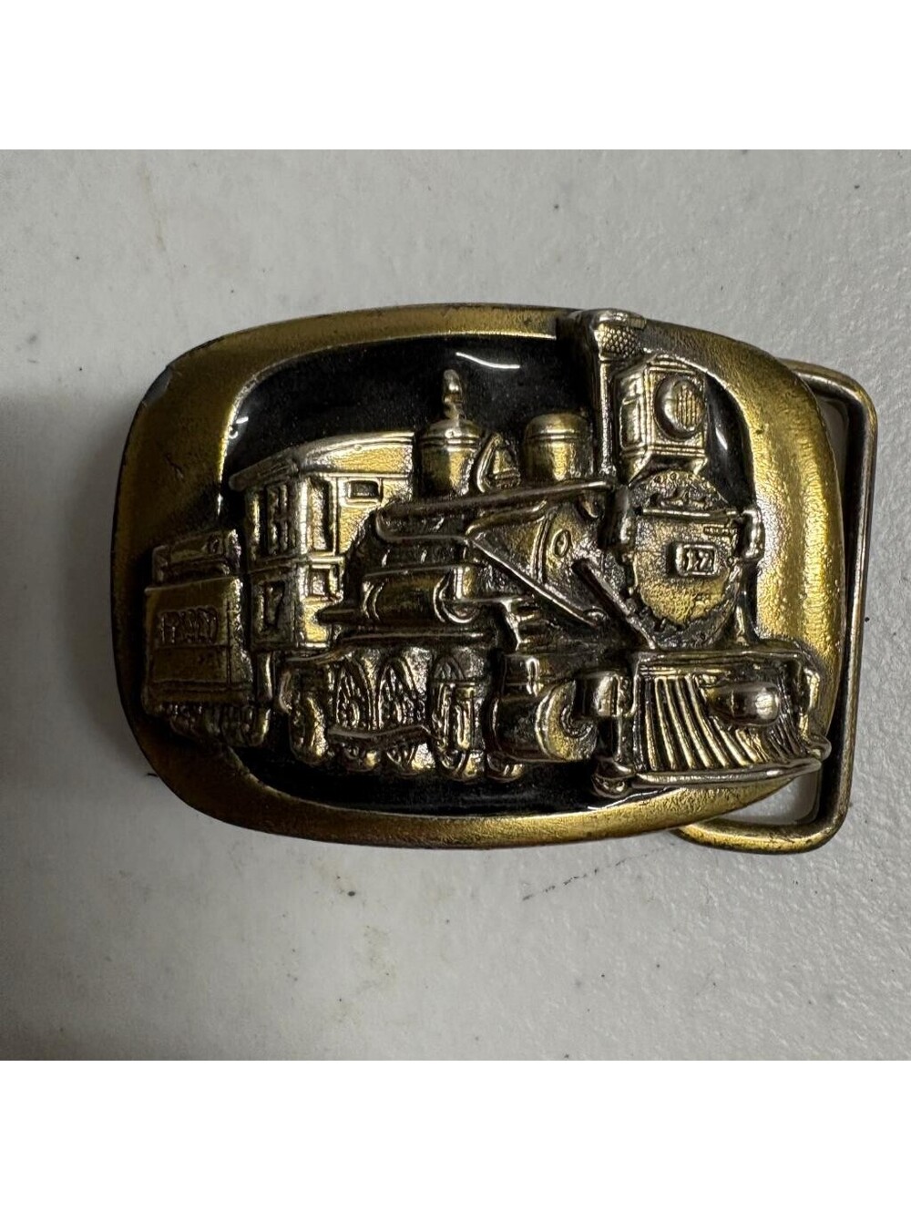 Vintage MM Limited Chicago Steam Locomotive Train Belt Buckle 1983 Brass USA